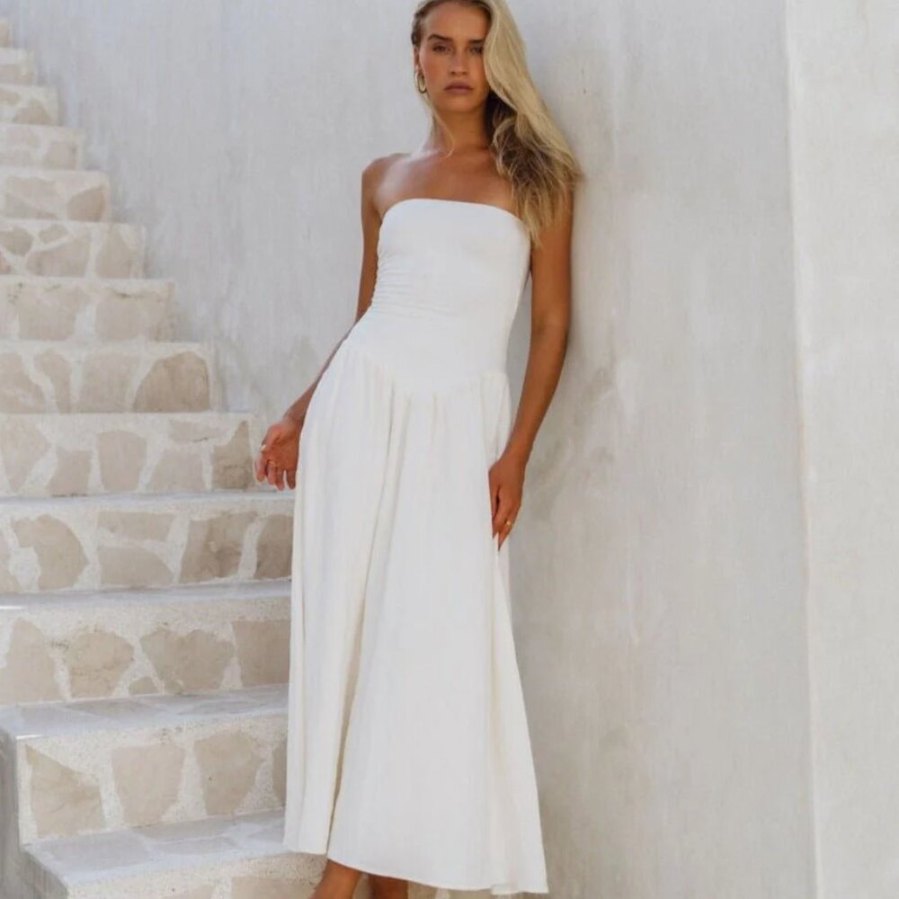 RESA Mackenzie Dress in White Linen XL